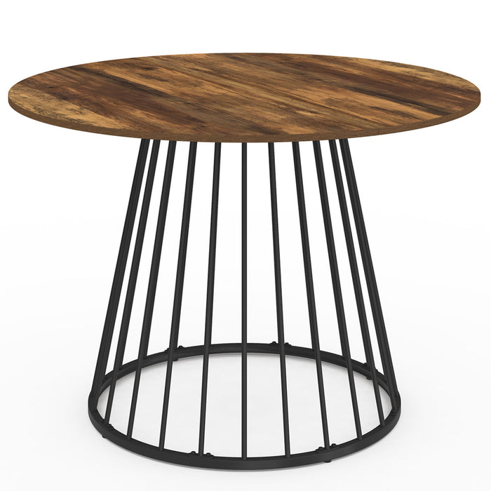 IDMarket - Tavolo da pranzo rotondo YUNA 6 persone con piano in legno scuro e nero HAWKINS 110 cm