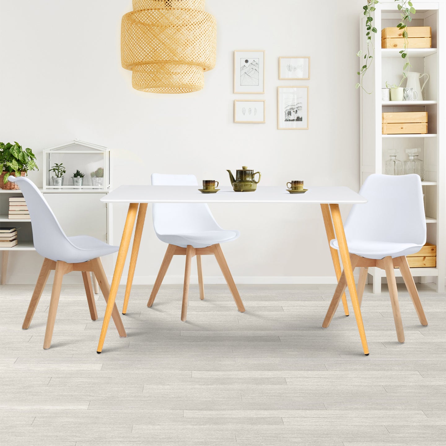 IDMarket - Tavolo da pranzo scandinavo per 6 persone bianco 120 cm SARA