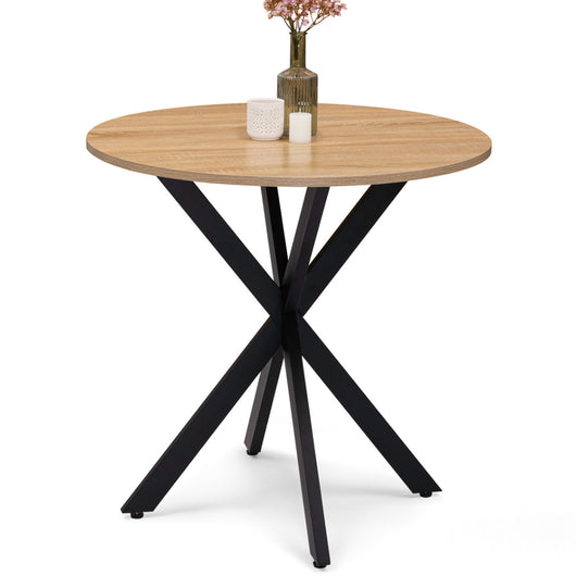 IDMarket - Tavolo da pranzo tondo 2-4 persone con gamba a ragno, legno e nero 80 cm ALIX
