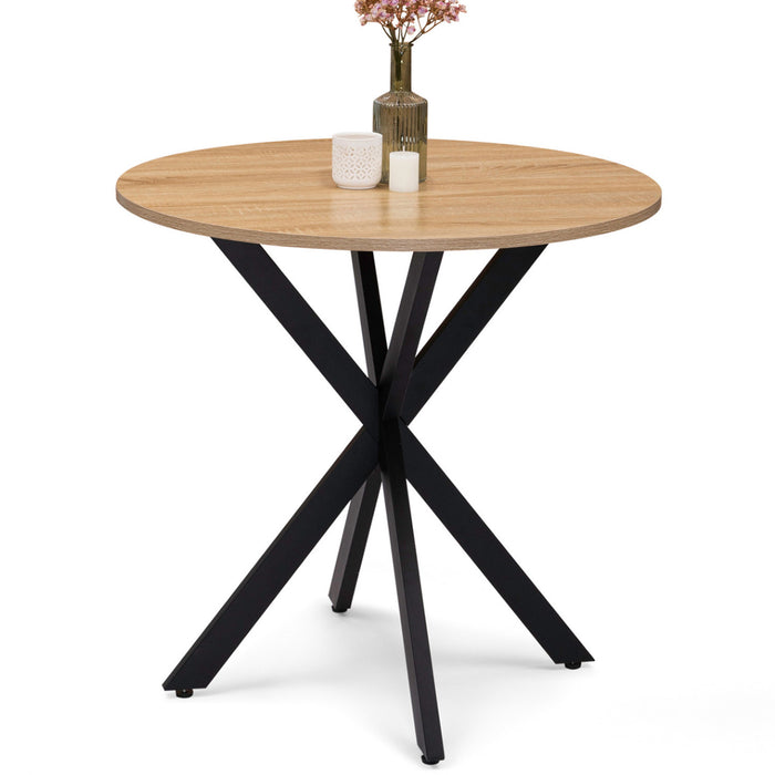 IDMarket - Tavolo da pranzo tondo 2-4 persone con gamba a ragno, legno e nero 80 cm ALIX