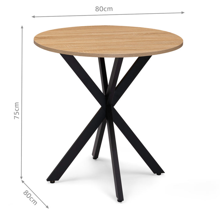 IDMarket - Tavolo da pranzo tondo 2-4 persone con gamba a ragno, legno e nero 80 cm ALIX