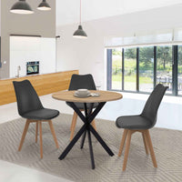 IDMarket - Tavolo da pranzo tondo 2-4 persone con gamba a ragno, legno e nero 80 cm ALIX