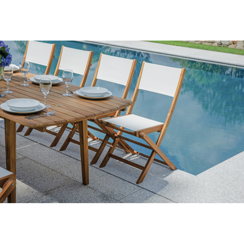 Tavolo Donoratico In Acacia Allungabile 180/240X90 Moia