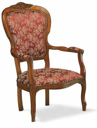Poltrona imbottita in legno massello intagliata con fregi - Mobili 2G