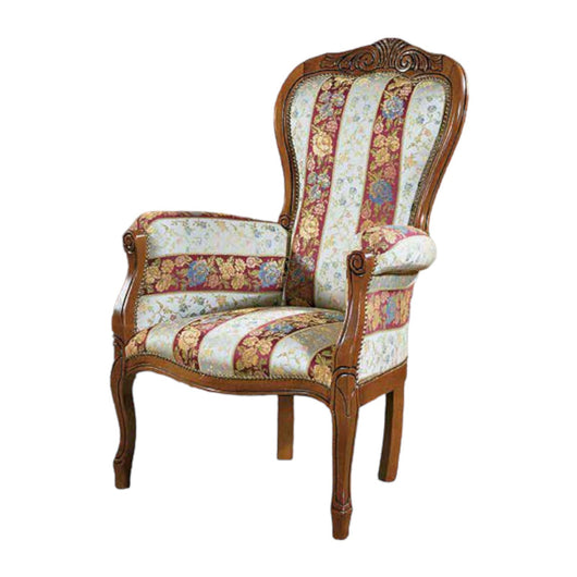 Poltrona imbottita in legno massello intagliata con fregi - Mobili 2G