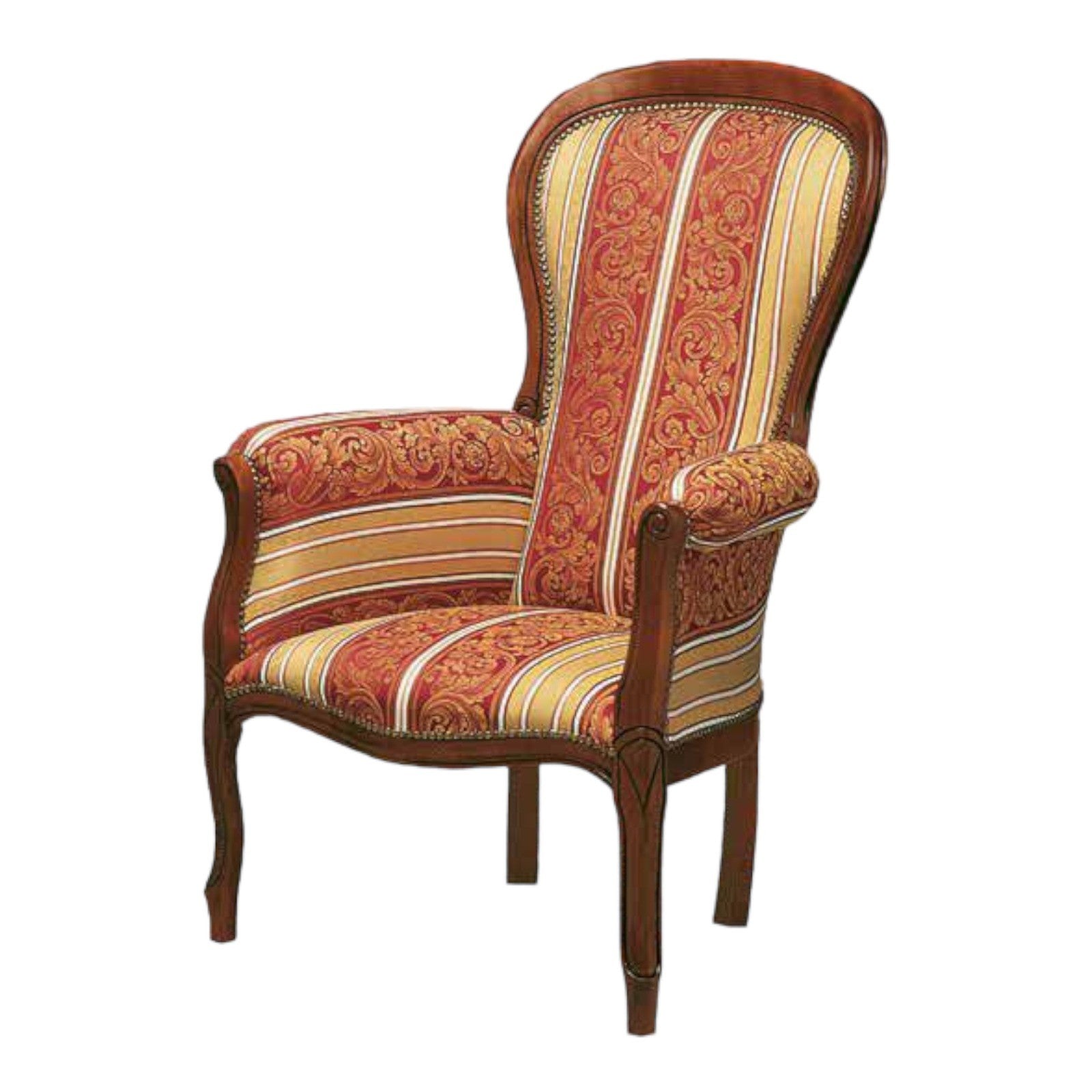 Poltrona imbottita in legno massello intagliata con fregi - Mobili 2G