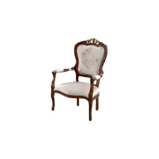 Poltrona imbottita in legno massello intagliata con fregi oro
