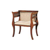 Poltrona imbottita in legno massello intagliata con fregi - Mobili 2G