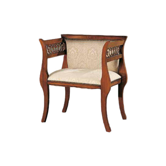 Poltrona imbottita in legno massello intagliata con fregi - Mobili 2G