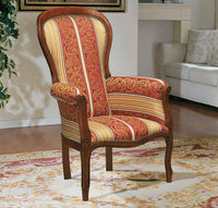 Poltrona imbottita in legno massello intagliata con fregi - Mobili 2G