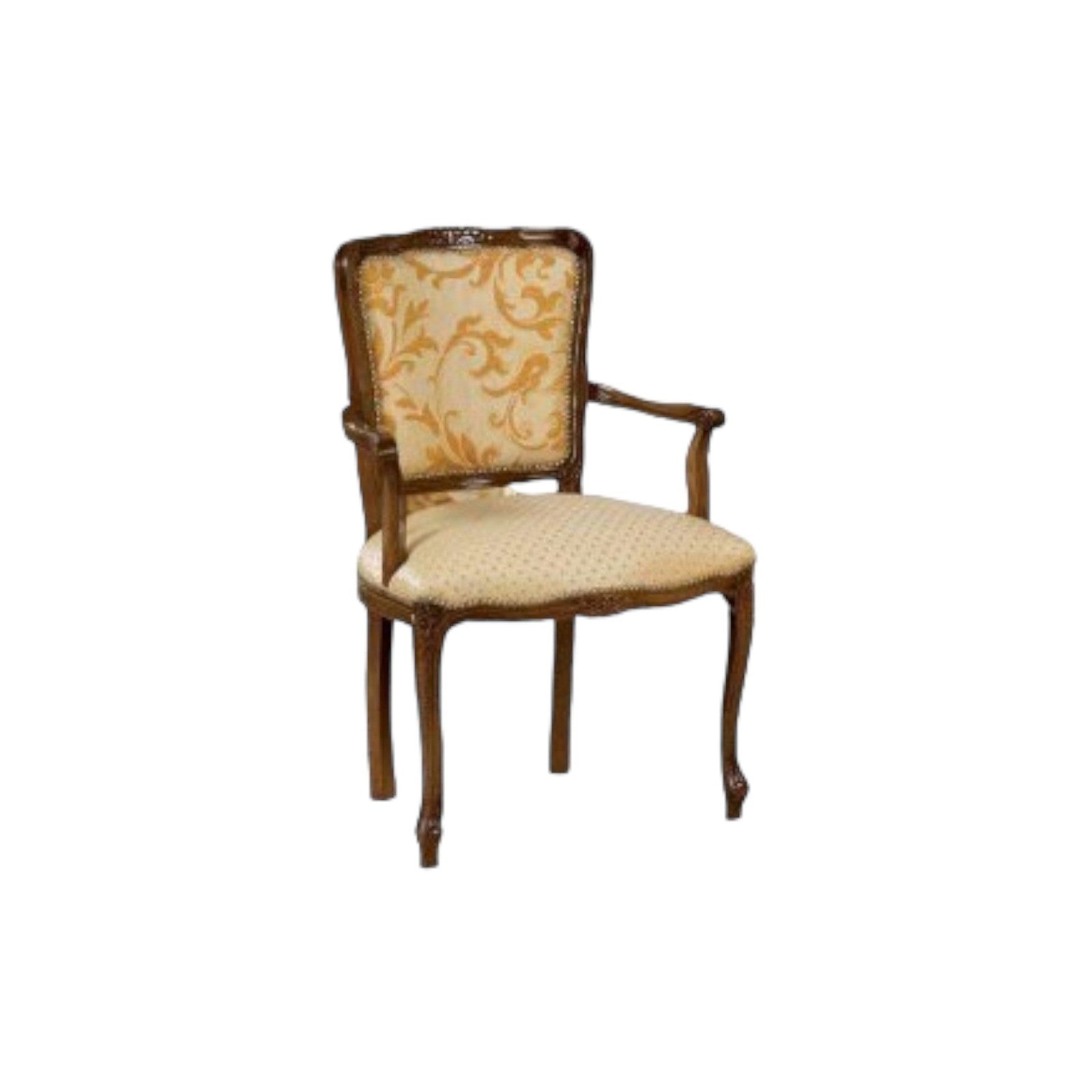 Poltrona imbottita in legno massello intagliata con fregi - Mobili 2G