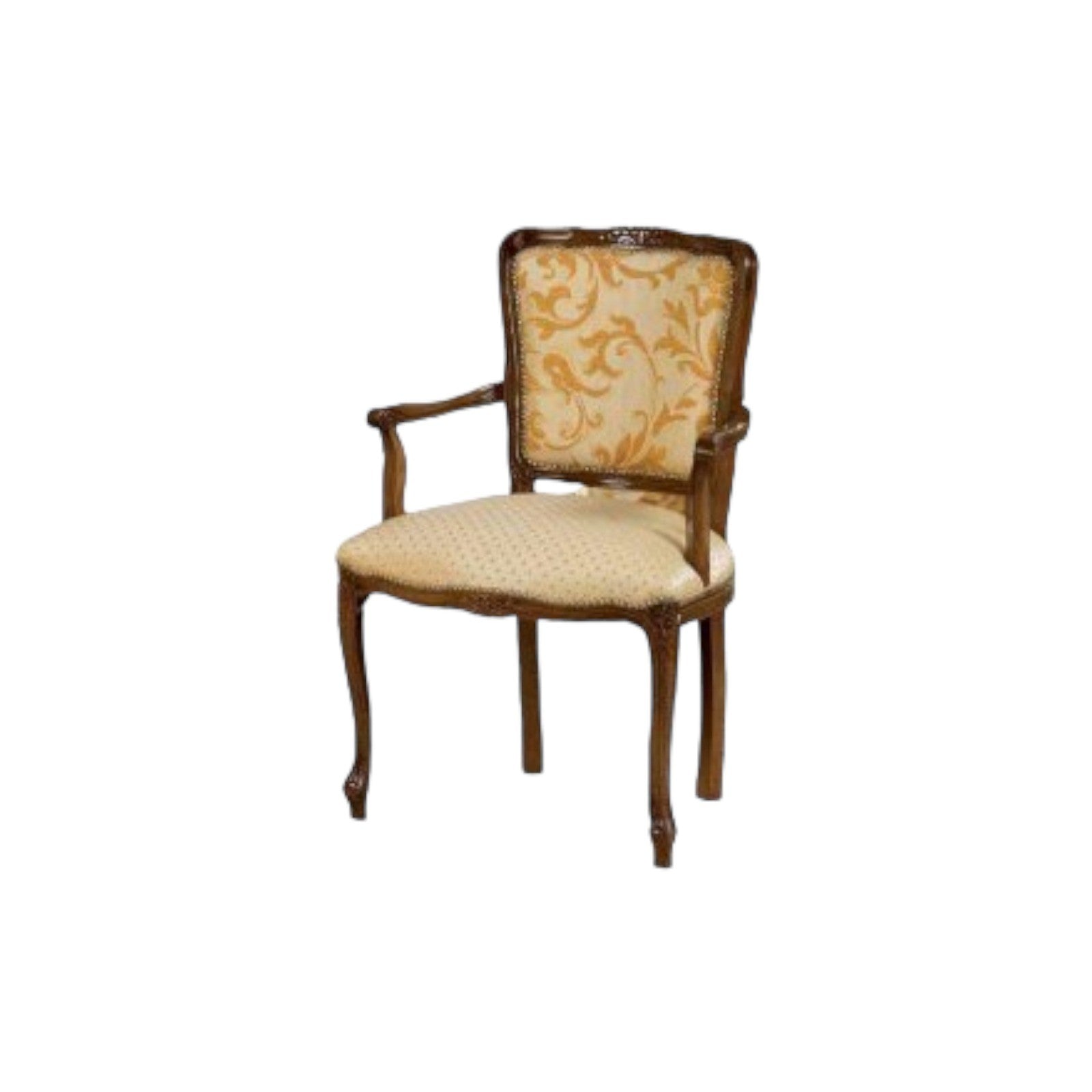 Poltrona imbottita in legno massello intagliata con fregi - Mobili 2G