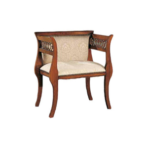 Poltrona imbottita in legno massello intagliata con fregi - Mobili 2G