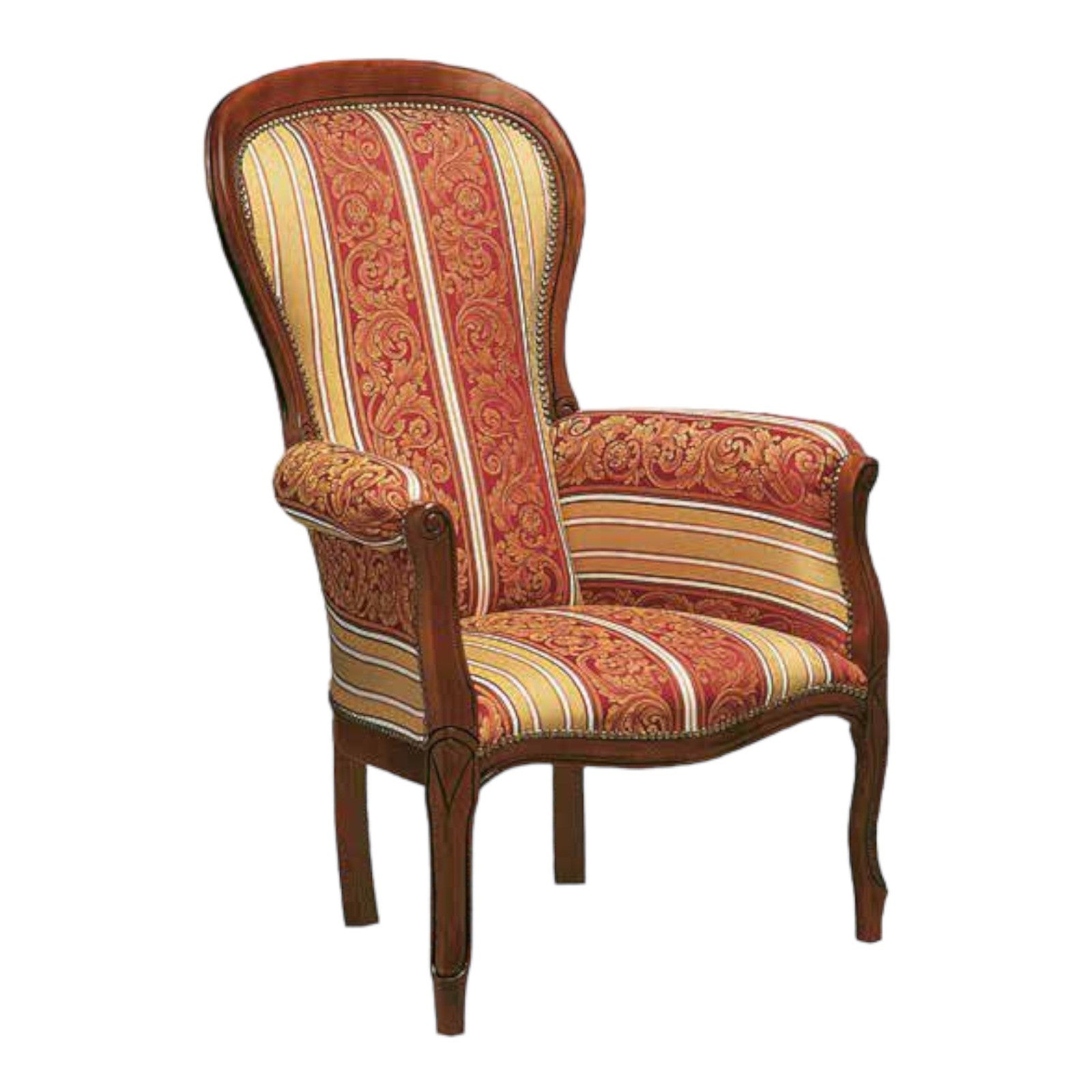 Poltrona imbottita in legno massello intagliata con fregi - Mobili 2G