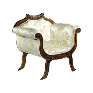 Poltrona imbottita in legno massello intagliata con fregi - Mobili 2G