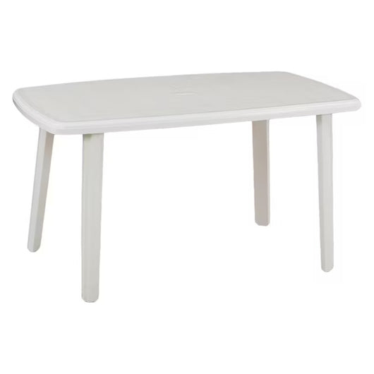 Trade Shop - Tavolo Esterno Bianco 140x90cm Plastica Resistente Per Patio Giardino Terrazza 002398 -        