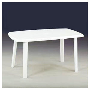 Trade Shop - Tavolo Esterno Bianco 140x90cm Plastica Resistente Per Patio Giardino Terrazza 002398 -        