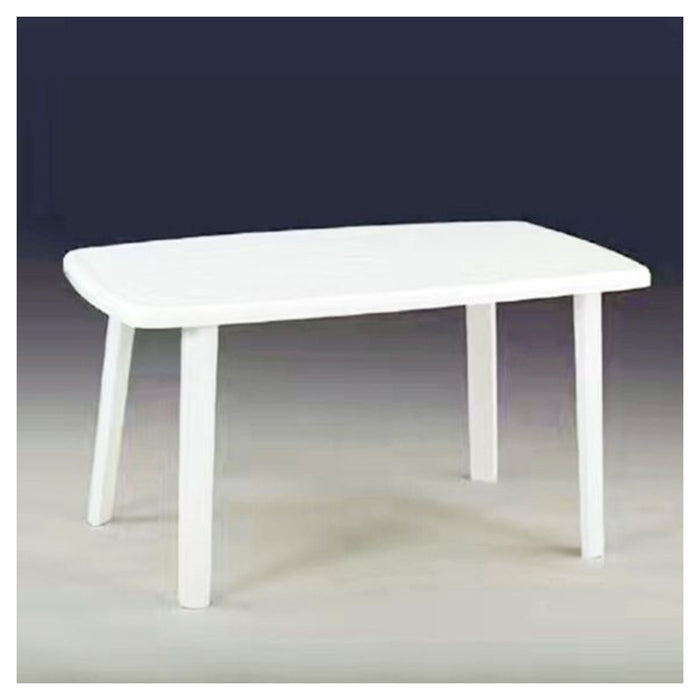 Trade Shop - Tavolo Esterno Bianco 140x90cm Plastica Resistente Per Patio Giardino Terrazza 002398 -        
