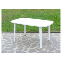 Trade Shop - Tavolo Esterno Bianco 140x90cm Plastica Resistente Per Patio Giardino Terrazza 002398 -        