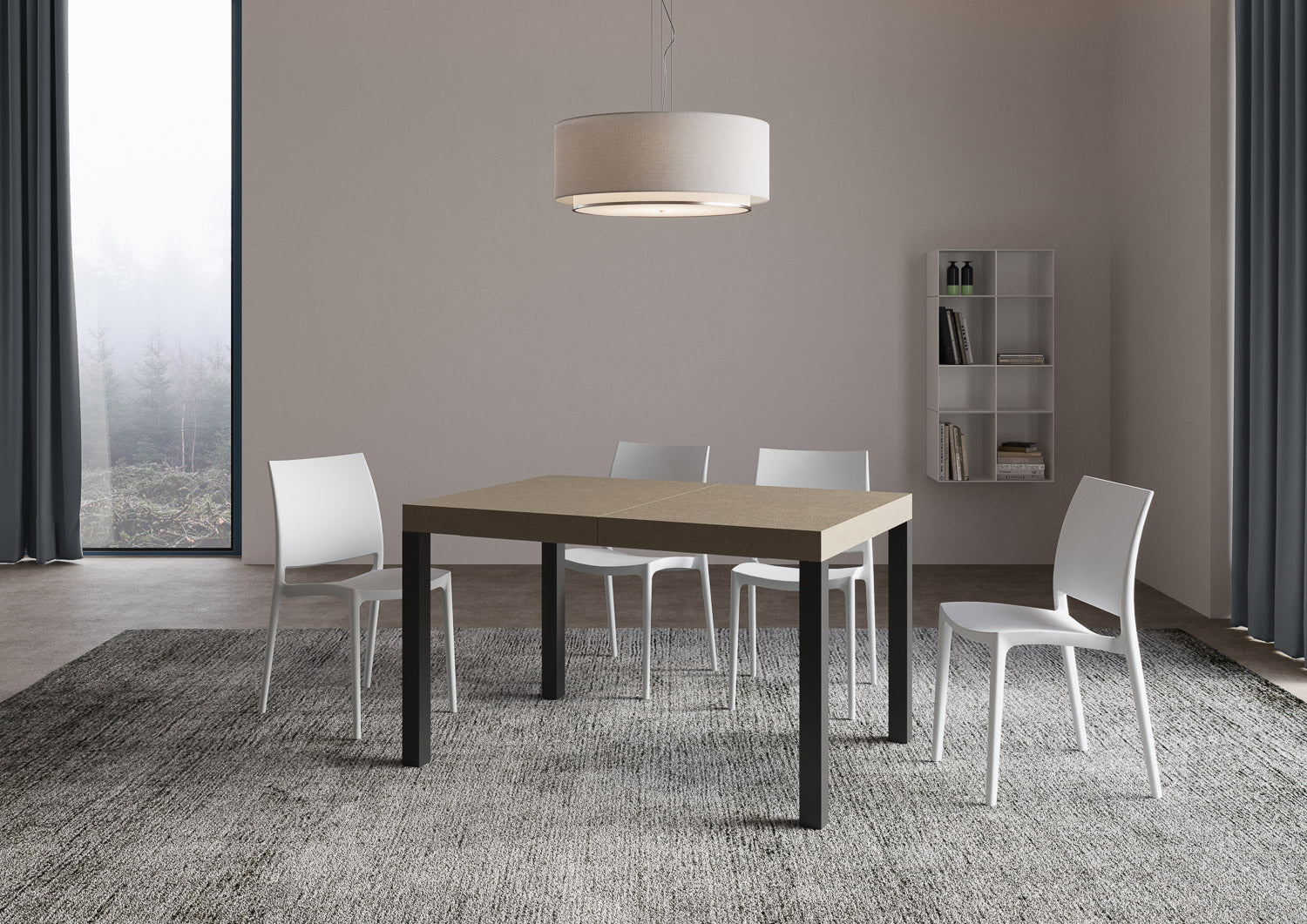 Tavolo allungabile 120/204x80 cm Everyday tortora gambe antracite