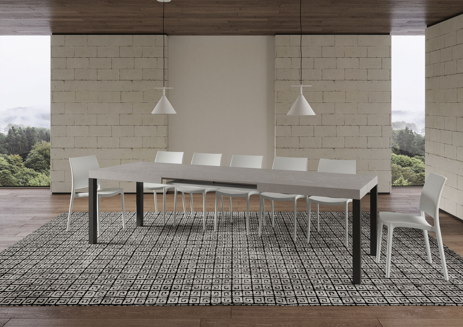 Tavolo allungabile 200/304x90 cm Everyday cashmere gambe antracite