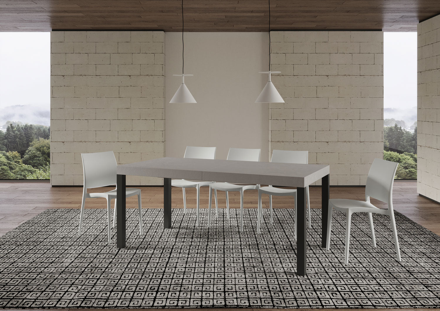 Tavolo allungabile 200/304x90 cm Everyday cashmere gambe antracite