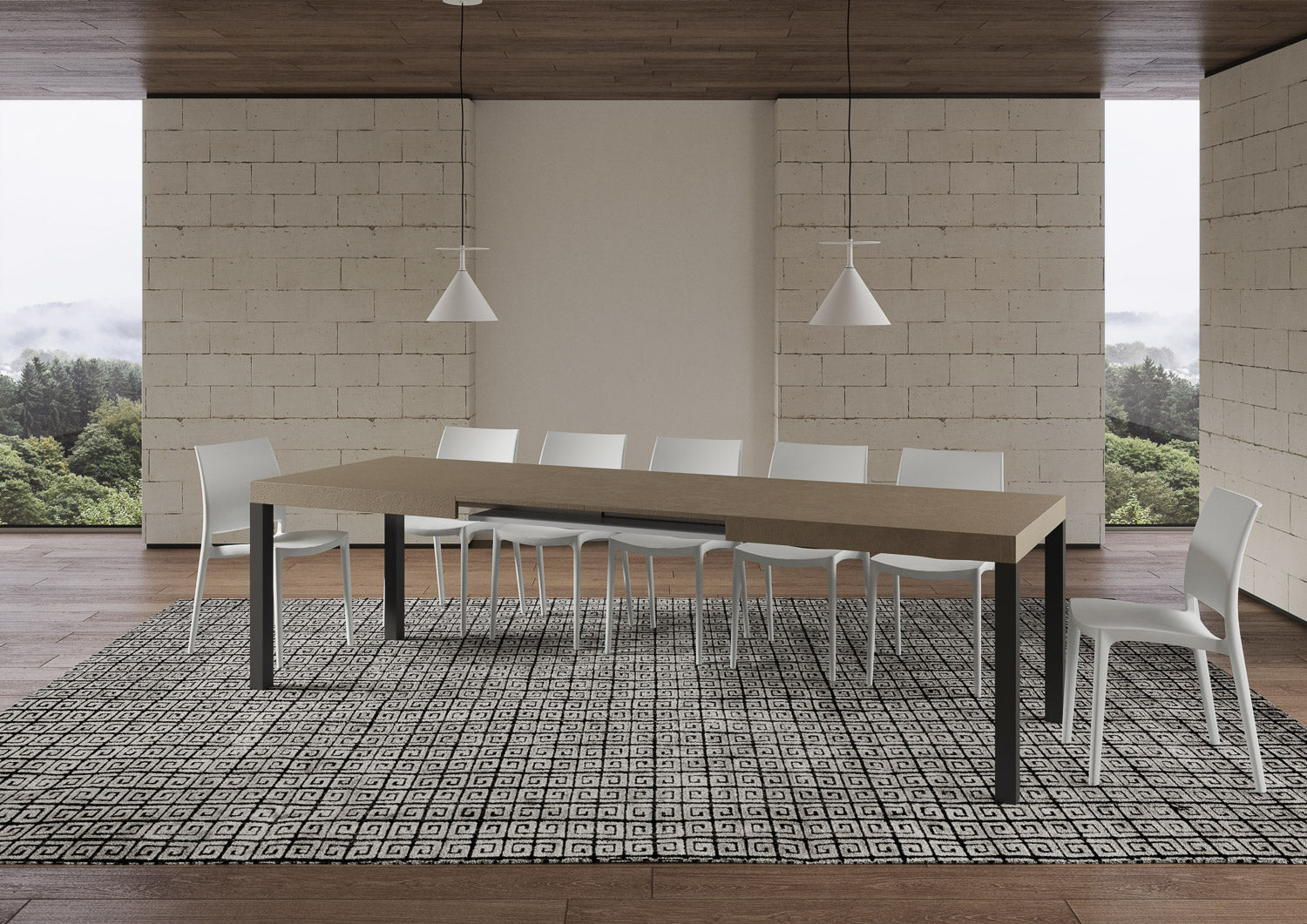 Tavolo allungabile 200/460x90 cm Everyday tortora gambe antracite