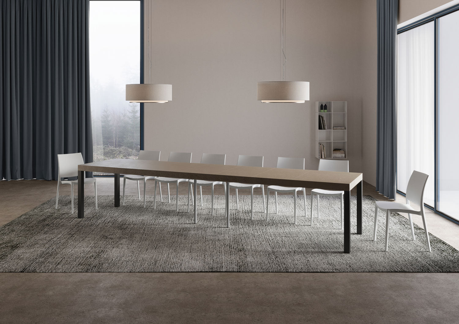 Tavolo allungabile 120/380x90 cm Everyday Premium tortora gambe antracite