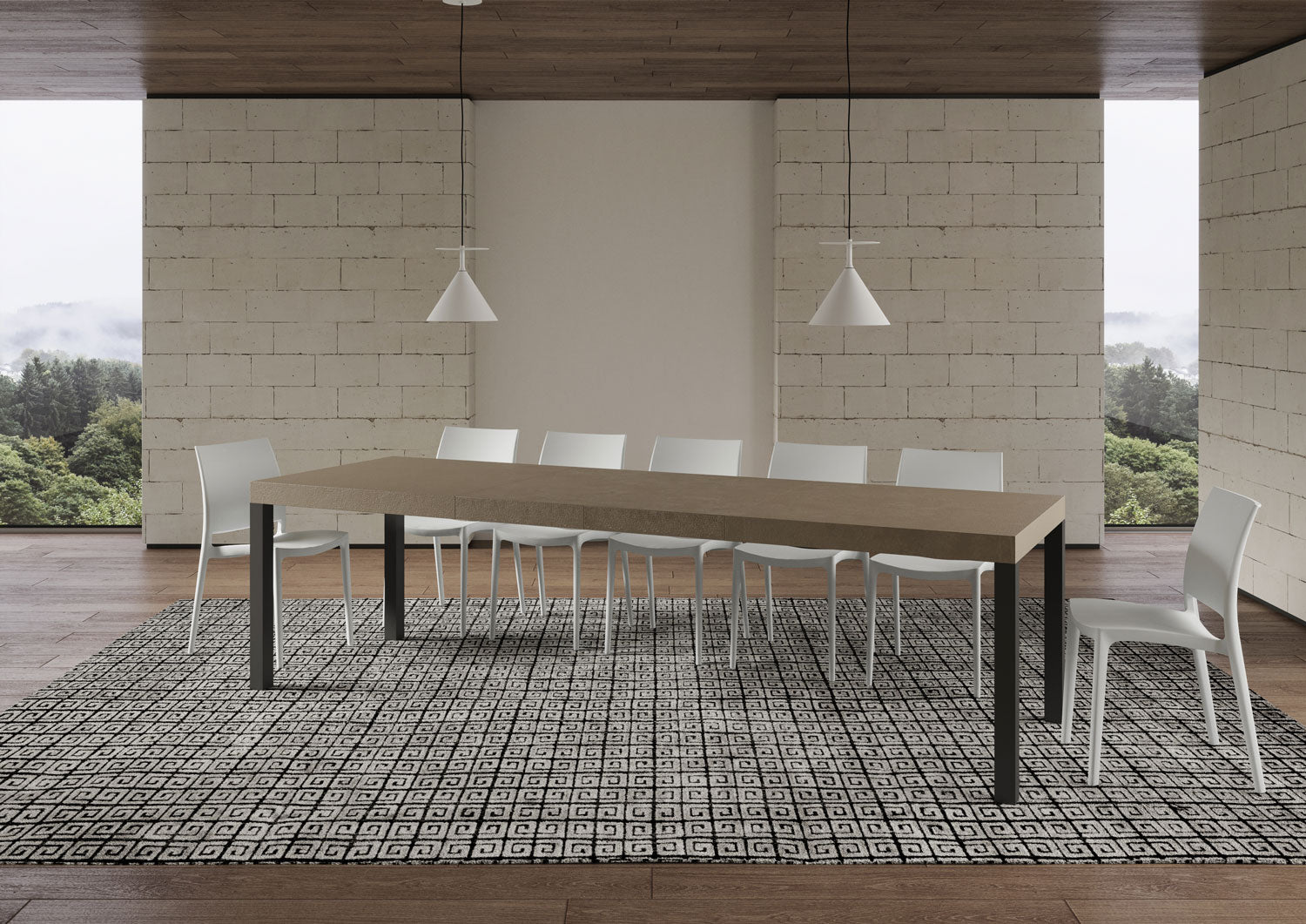 Tavolo allungabile 180/440x90 cm Everyday Premium tortora gambe antracite