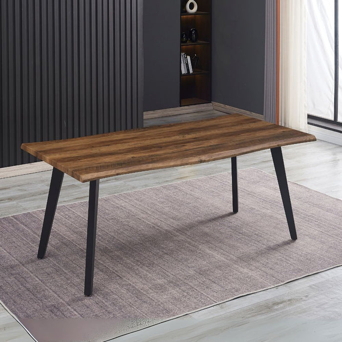 Tavolo fisso Regatta con piano effetto noce e gambe in metallo nero 180x90x76H