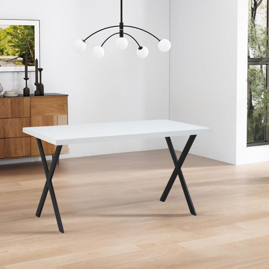 Tavolo fisso rettangolare Brayn colore bianco 139x80x76H gambe in metallo nero