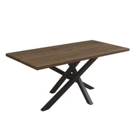 Tavolo fisso Ronan con piano in rovere anticato e gambe in metallo nero 180x90x76H