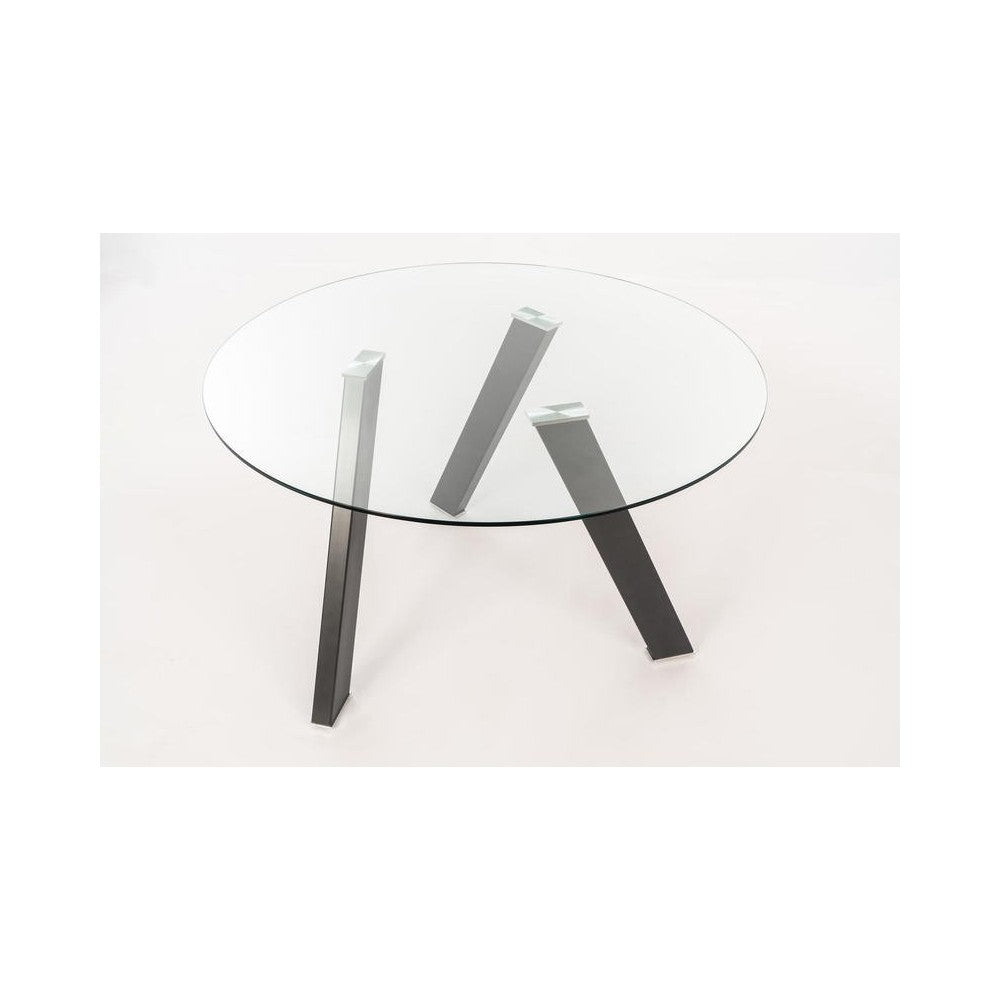 Tavolo Fisso Rondò in Vetro Temperato e Gambe Antracite