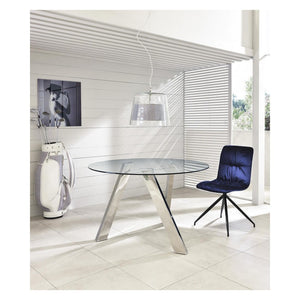 Tavolo Fisso Rondò in Vetro Temperato e Gambe Grigio Cromato