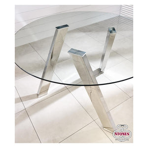 Tavolo Fisso Rondò in Vetro Temperato e Gambe Grigio Cromato