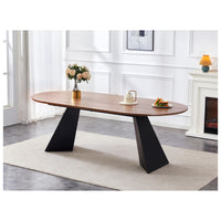 Tavolo Fisso Tyler 220x110x76cm Top Naturale Gambe Nere