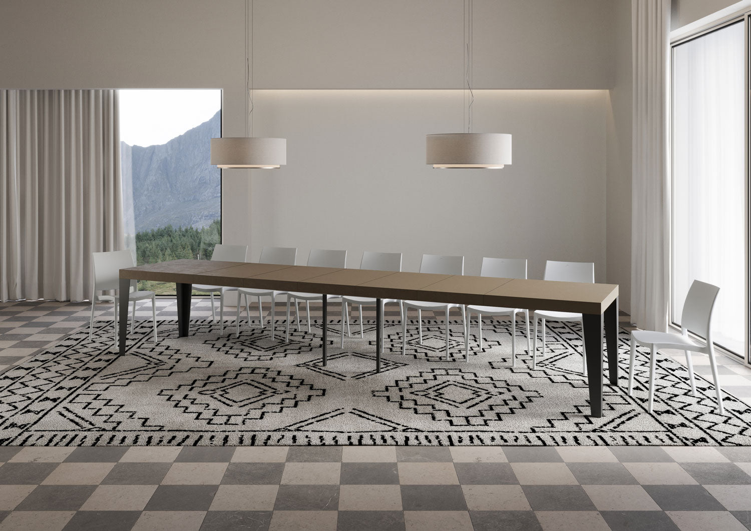 Tavolo allungabile 160/420x90 cm Flame Premium tortora gambe antracite