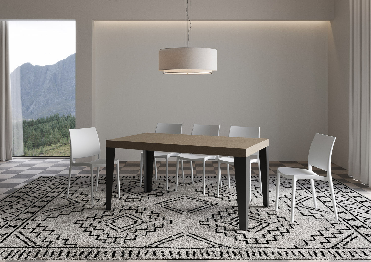 Tavolo allungabile 160/264x90 cm Flame Premium tortora gambe antracite