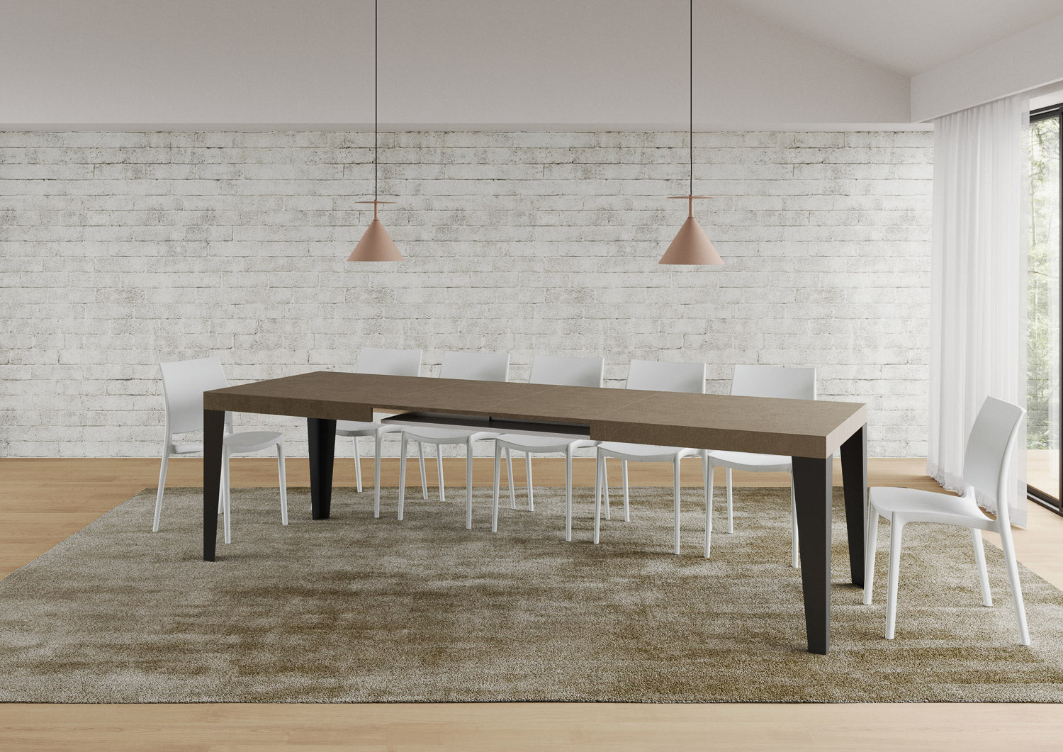 Tavolo allungabile 200/304x90 cm Flame tortora gambe antracite