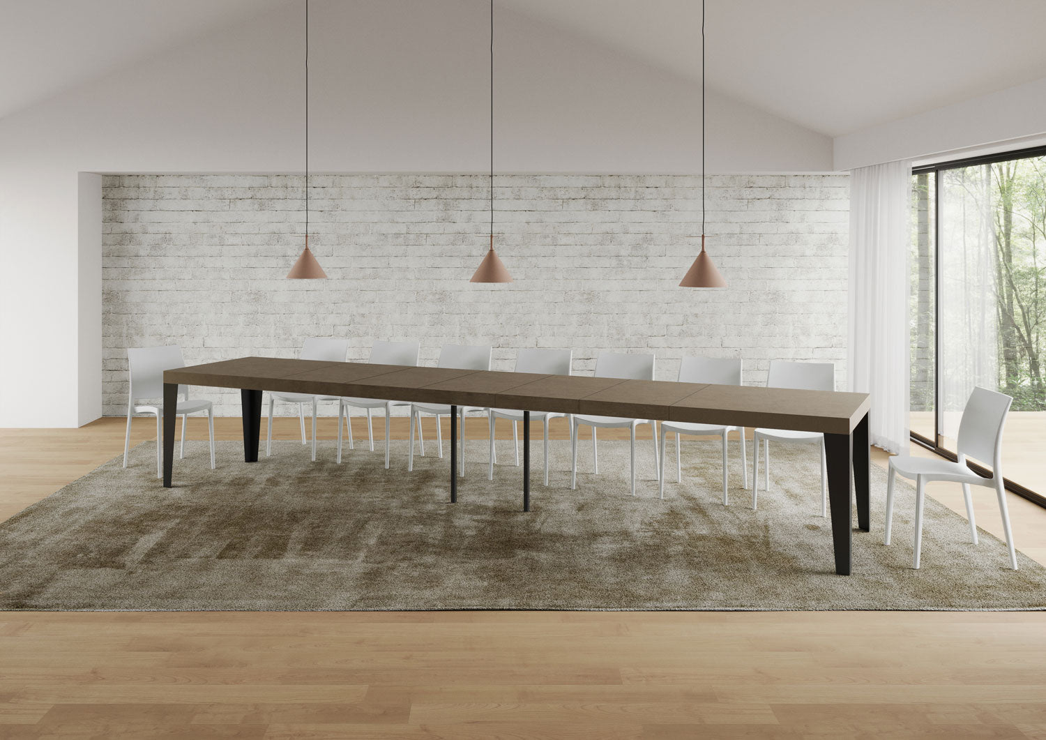 Tavolo allungabile 180/440x90 cm Flame Premium tortora gambe antracite