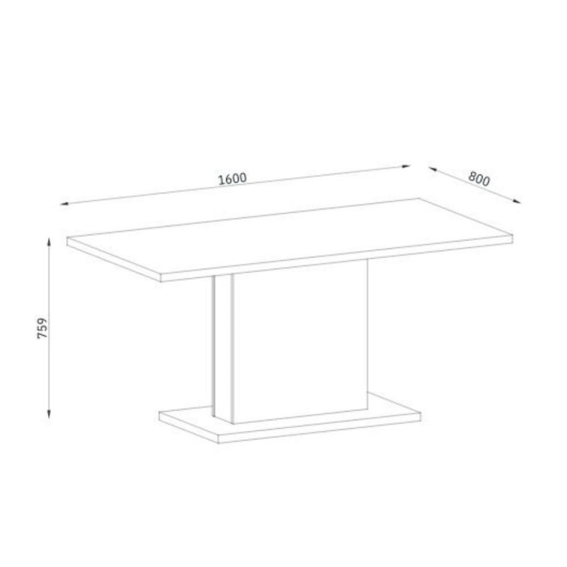 Tavolo Follow 162 colore rovere 160x80x75.90 cm