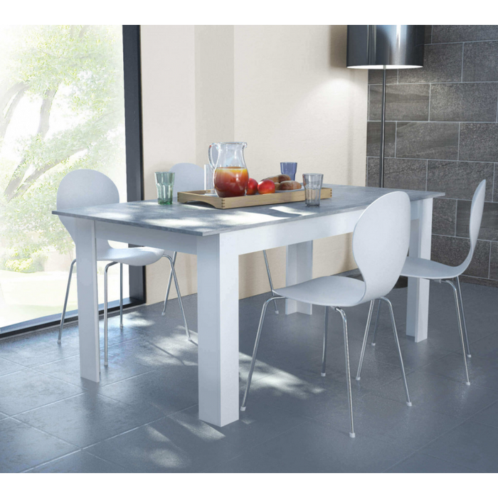 TAVOLO GEMMA BIANCO E GRIGIO EFFETTO CEMENTO