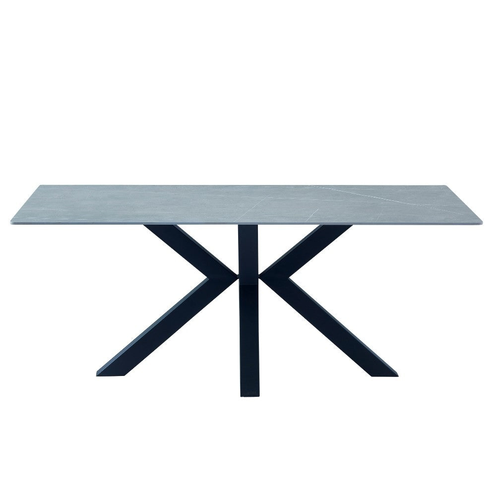 Tavolo Germany piano ceramica effetto marmo grigio opaco 180x90 cm.