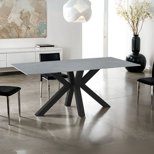 Tavolo Germany piano ceramica effetto marmo grigio opaco 180x90 cm.