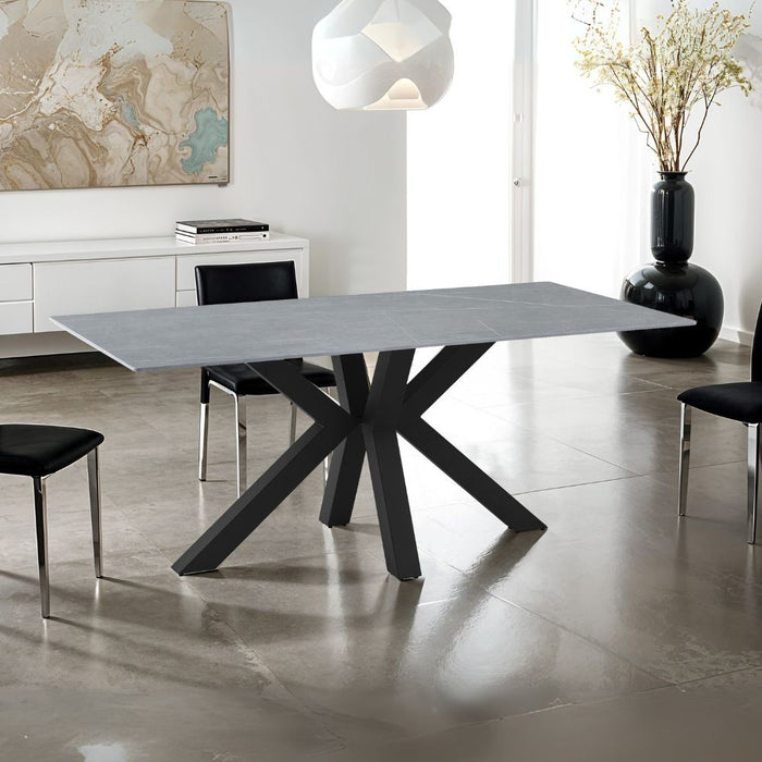 Tavolo Germany piano ceramica effetto marmo grigio opaco 180x90 cm.