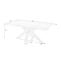 Tavolo Germany piano ceramica effetto marmo grigio opaco 180x90 cm.