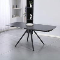 Tavolo girevole allungabile Kitti con piano in ceramica effetto marmo nero opaco 120x88x76H