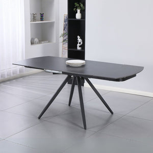 Tavolo girevole allungabile Kitti con piano in ceramica effetto marmo nero opaco 120x88x76H