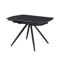 Tavolo girevole allungabile Kitti con piano in ceramica effetto marmo nero opaco 120x88x76H