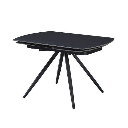 Tavolo girevole allungabile Kitti con piano in ceramica effetto marmo nero opaco 120x88x76H